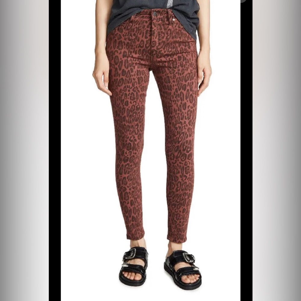 Joe's Jeans Charlie High-rise Skynny Ankle Red Leopard-print Size 25